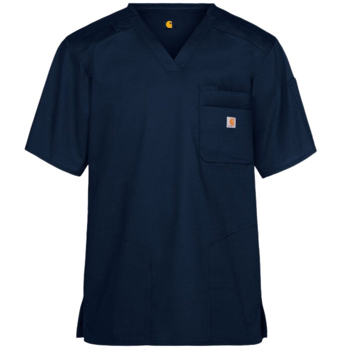 Carhartt Ripstop Rugged-Flex Men's 5-Pocket Stretch V-Neck Scrub Top - Navy