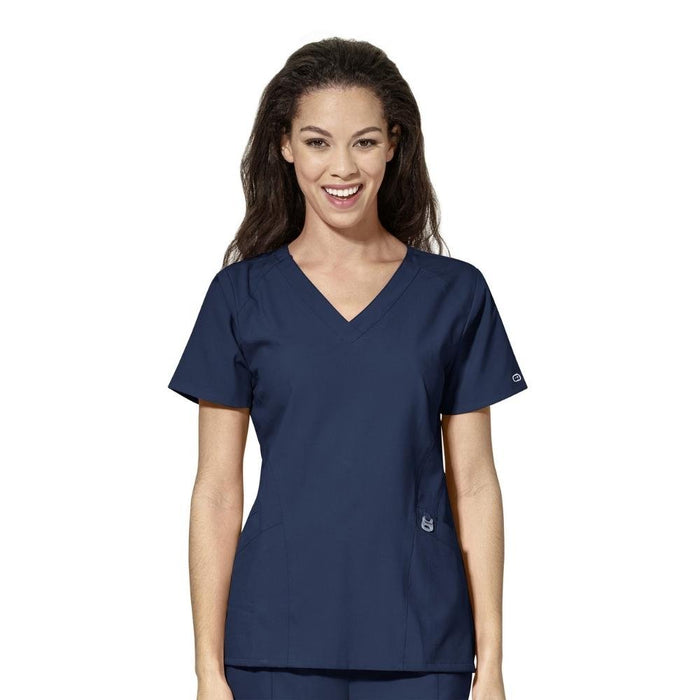 WonderWink Women's Stylized V-Neck Scrub Top - Navy